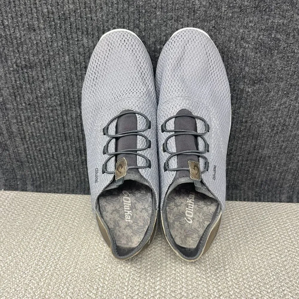 Olukai Alapa Li Mesh Slip On Boat Shoes Waterproof Grey Mens Size 12 US